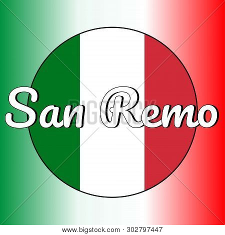 Round Button Icon Of National Flag Of Italy With Red, White And Green Colors And Inscription Of City