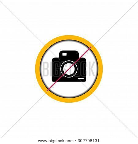 Flat Linear Design. Prohibiting Icon Photo And Video Shooting For Public Places. Camera In The Circl