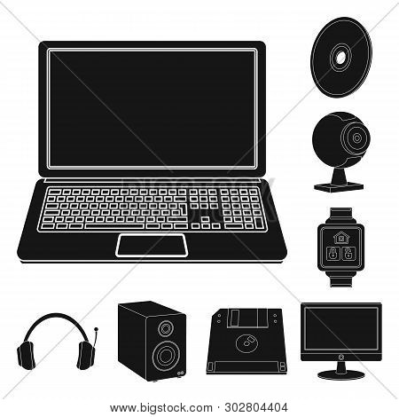 Vector Illustration Of Laptop And Device Sign. Collection Of Laptop And Server Vector Icon For Stock