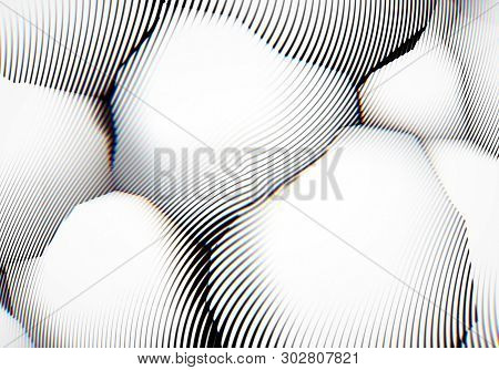 Abstract Background With Engraving Or Woodcut Styled 3d Shapes And Glitch Effect