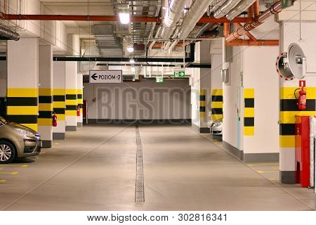 Underground Parking Garage Of A Modern Apartment Building