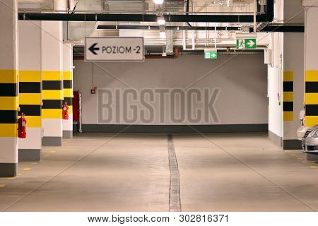 Underground Parking Garage Of A Modern Apartment Building