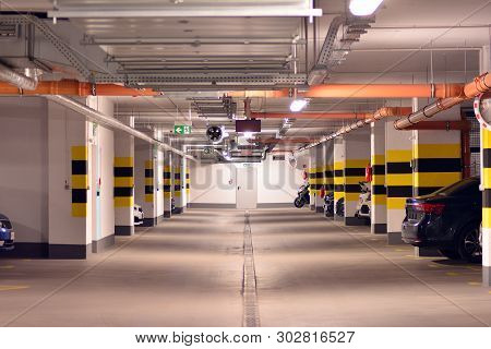 Underground Parking Garage Of A Modern Apartment Building