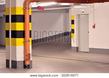 Underground Parking Garage Of A Modern Apartment Building