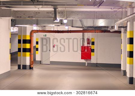 Underground Parking Garage Of A Modern Apartment Building