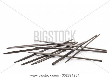 Needle Files - Working Tool On A White Background. Place For Text - Image