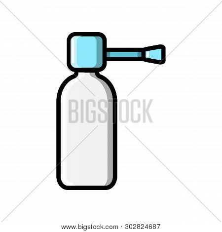 A Small Medical Pharmacetic Spray In A Jar With A Tube For The Treatment Of Diseases Of The Nose And
