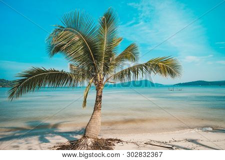 Beach At Nice Sunny Summer Day. Koh Rong Sanloem Island, Saracen Bay. Cambodia, Asia Vaccation Trave