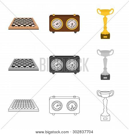 Vector Illustration Of Checkmate And Thin Logo. Collection Of Checkmate And Target Stock Vector Illu