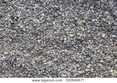 Gray Marble Granite, Small Gravel Stones, Texture Background, Decoration Of The Flowerbed Decoration