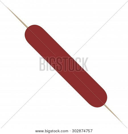 Isolated Simple Brochette With A Sausage - Vector