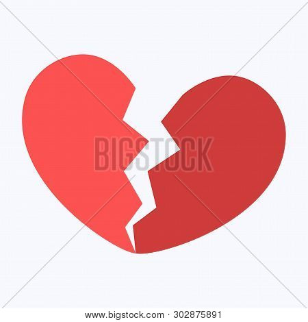 Red Heartbreak Or Broken Heart On Blue Background