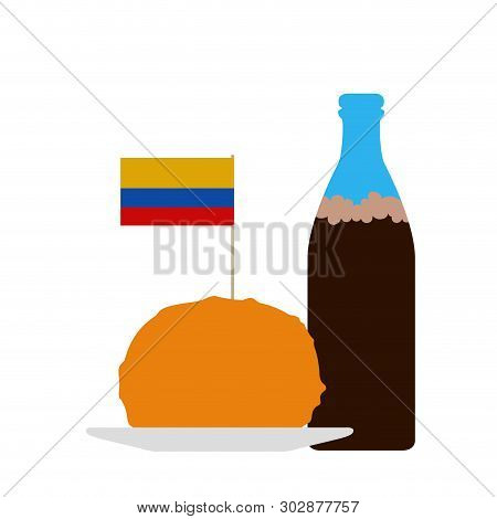 Combo Of A Papa Rellena With A Soda - Vector