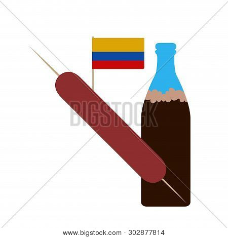 Combo Of A Simple Brochette With A Soda - Vector