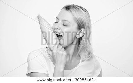 Corn Crop. Vitamin Dieting Food. Farming, Farmer Girl With Maize. Agriculture And Cultivation. Healt