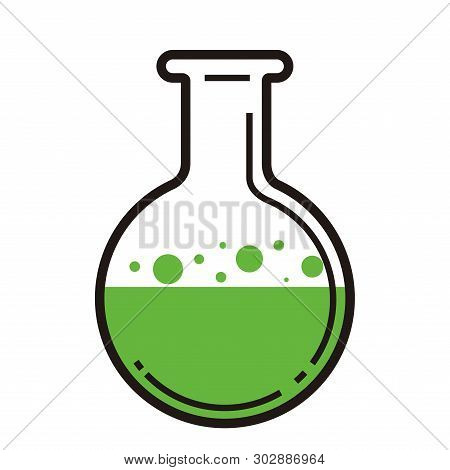 Isolated Bolilng Flas Witn Green Liquid - Vector