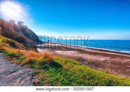 Fantastic View Of Beach Torre Conca (cape Rais Gerbi). Sunny Scene. Location Pollina. Tyrrhenian Sea