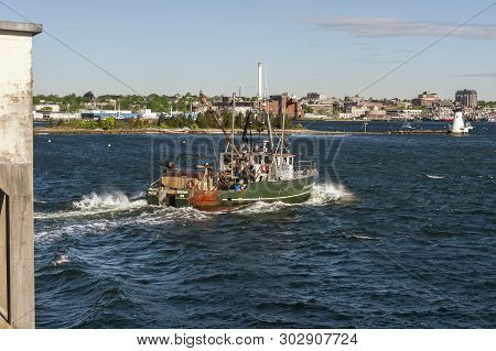 New Bedford, Massachusetts, Usa - May 24, 2019: Commercial Fishing Vessel Atlantic Prince, Hailing P