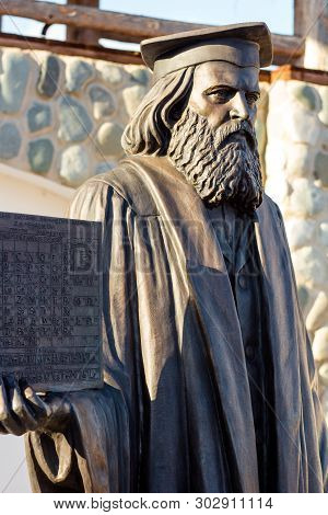 Kaluga Region, Russia - March 2019: Monument To Russian Scientist, Chemist, Physicist Dmitri Mendele