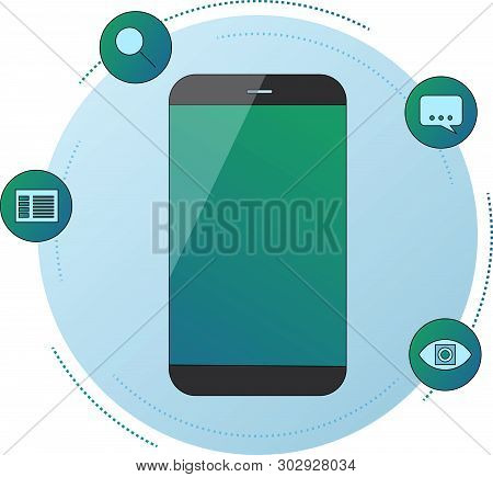 Smartphone With Artificial Intelligence Services. Blue Glass