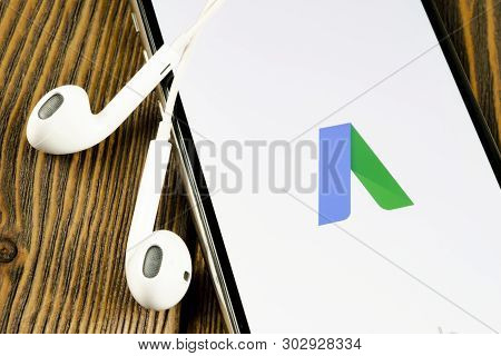 Helsinki, Finland, May 4, 2019: Google Ads Adwords Application Icon On Apple Iphone X Screen Close-u
