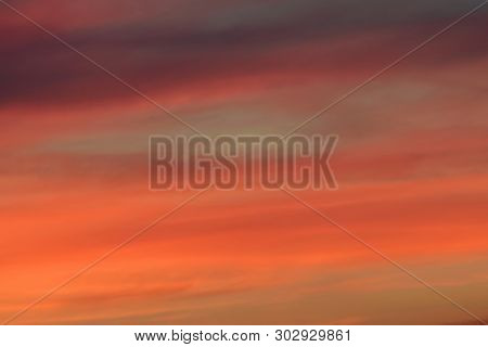 View Of The Evening Pink Sunset With Clouds In The Foothills Of The North Caucasus