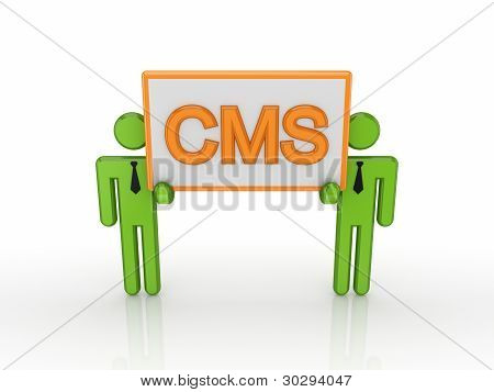 3D kleine Leute mit einem Wort-cms