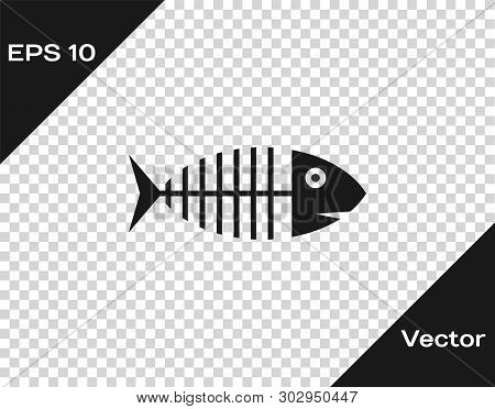 Grey Fish Skeleton Icon Isolated On Transparent Background. Fish Bone Sign. Vector Illustration