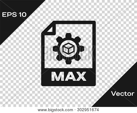 Grey Max File Document Icon. Download Max Button Icon Isolated On Transparent Background. Max File S