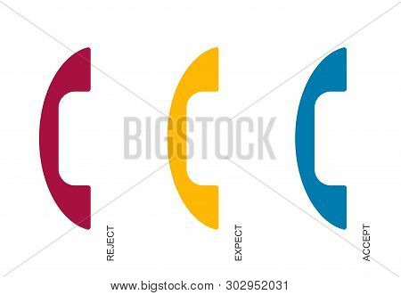 Flat Linear Design. Missed, Waiting, And Received Call Icons For Applications, Public Areas, And Web