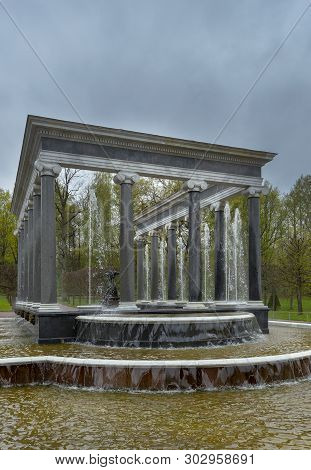 Saint- Petersburg, Russia - May, 10, 2019: The Lion Cascade Fountain. Another Name Is The Hermitage.