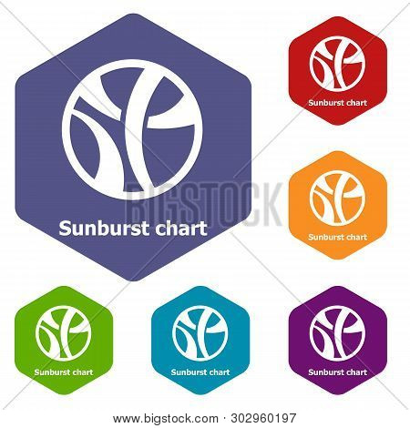 Sunburst Chart Icons Vector Colorful Hexahedron Set Collection Isolated On White