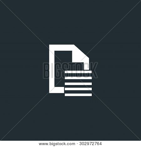 Document Straigh Vertical Line Text Without Indentation, Paragraph Icon. White Margins, Black Font. 