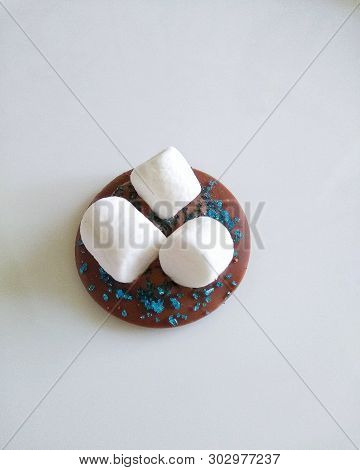 Chocolate Mediant With Blue Sugar And Marshmallows