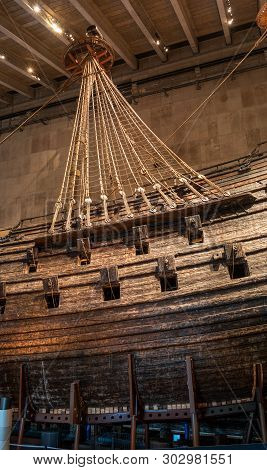 Stockholm, Sweden - April 20, 2019: Old Sailing Ship Vasa. Vasa Museum In Stockholm. View On Board T