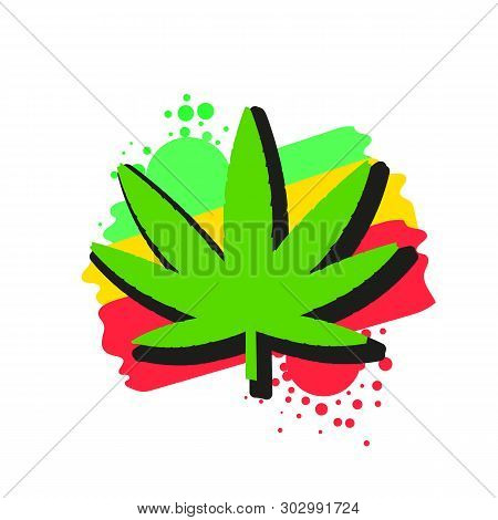 Medical Cannabis Logo With Marijuana Leaf Watercolor Style Vector