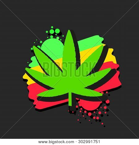 Medical Cannabis Logo With Marijuana Leaf Watercolor Style Vector