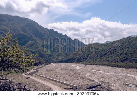 Withered River Bed In The Mountains View From Lahich Village Of Azerbaijan