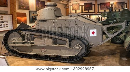 Parola, Finland - May 2, 2019: Tank Museum In The City Of Parola. The First Tank Of The Modern Layou