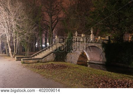 Iłowa, A Small Town In Western Poland. There Is A Historic Manor Park In The City. The Czerna Mała R