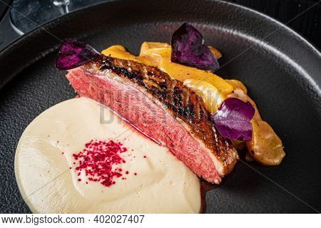 grlled duck with celery puree
