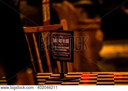 Table Sign In Front Of Chairs At A Restaurant. Fishkill, Ny. 1/6/2021