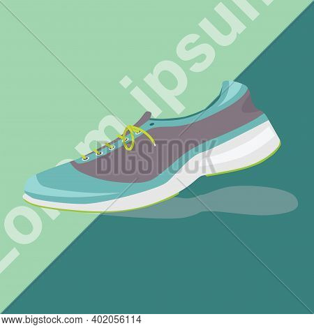 Show Shoes For Running Green And Black Tone And Traveling. It Has A Two-tone Background And Oblique 