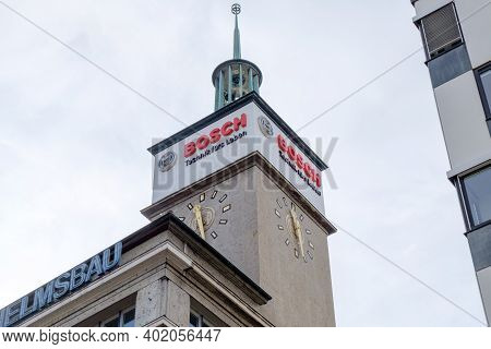 Stuttgart,germany - November 17, 2020: Bosch Tower Next To Train Station In Stuttgart City Center