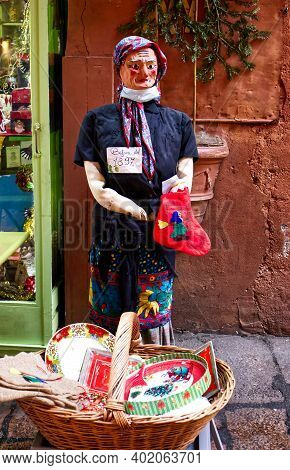 Bologna - Italy - January 4, 2021: La Befana, Old Costume For The Epiphany Holiday. Italian Christma