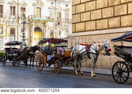 Sicilian Cart In Via Maqueda In The Historic Center Of Palermo
