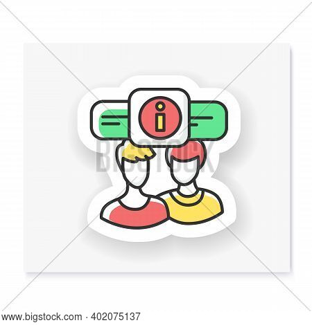 Briefing Patch. Persons Exchange Information Badge For Designs. Custom Sticker. Concept Of Client Co