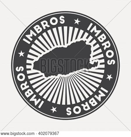 Imbros Round Logo. Vintage Travel Badge With The Circular Name And Map Of Island, Vector Illustratio