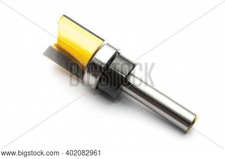 Flush Trim Router Bit For Woodworking Isolated On White Background
