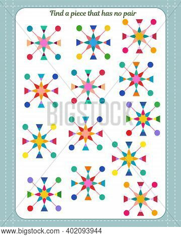 Logic Game For Children. Find Which Shape Is Unpaired. Development Of Attention